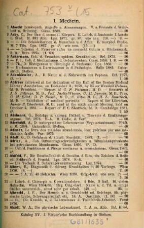 Katalog ... : J. Ricker'sche Buchhandlung in Gießen. [Sp. auch m. versch. Tit.] [Umschlagt.], 15