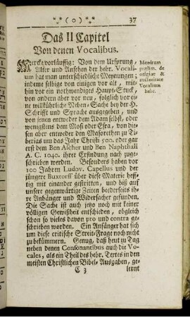Das II Capitel Von denen Vocalibus.