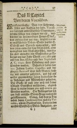 Das II Capitel Von denen Vocalibus.