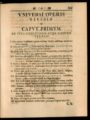 Universi Operis Divisio