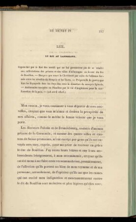 LIII. Le Roi au Landgrave (28 avril 1605)