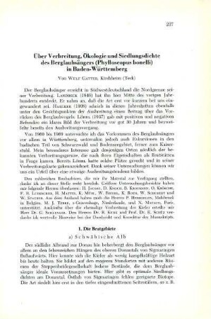 Über Verbreitung, Ökologie und Siedlungsdichte des Berglaubsängers (Phylloscopus bonelli) in Baden-Württemberg