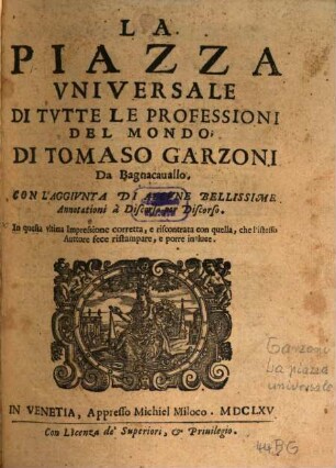 La piazza universale di tutte le professioni del mondo