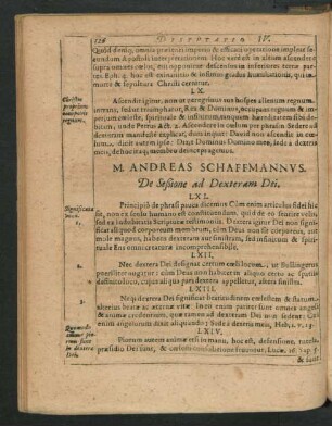 M. Andreas Schaffmannus. De Seßione ad Dexteram Dei.