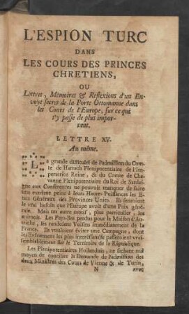 Lettre XV. Au même