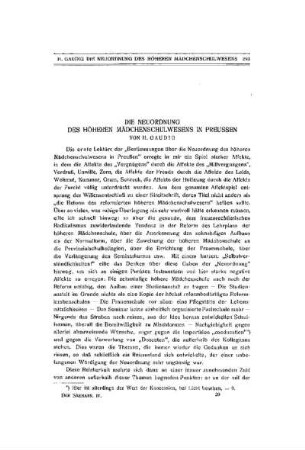 Die Neuordnung des höheren Mädchenschulwesens in Preussen