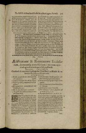 Tit. XXII. De Ædificatione & Reparatione Ecclesiarum, domuumque, parochialium: nec non operis ad agriculturam in parochia præstandis.
