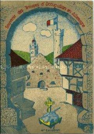Postkarte eines Regimentes der französischen Besatzungstruppen