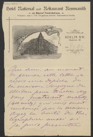 Brief an Adolph Fürstner : 02.07.1897