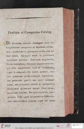 Praefatio et Conspectus Catalog