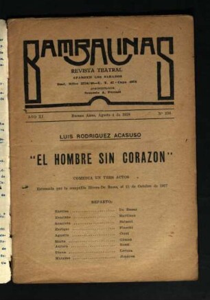 El hombre sin corazón : comedia en tres actos