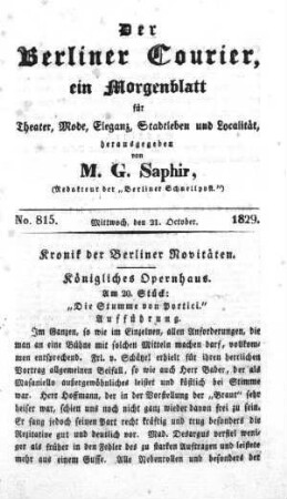 No. 815, Mittwoch, den 21. October 1829
