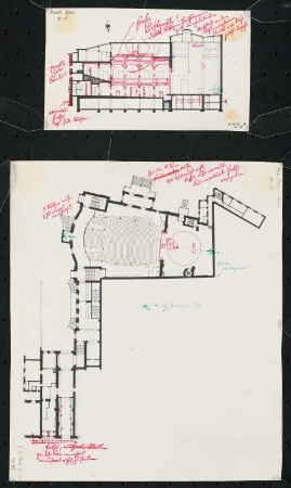 Rose Theater (auch: Ostend Theater, auch: Carl-Weiß-Theater), Berlin: Grundriss und Längsschnitt