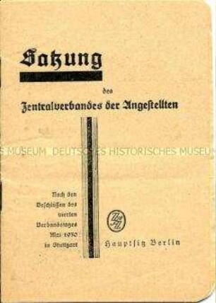 Satzung des Zentralverbandes der Angestellten