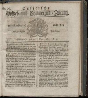 Nr. 76, Mittwoch, den 22sten September 1819