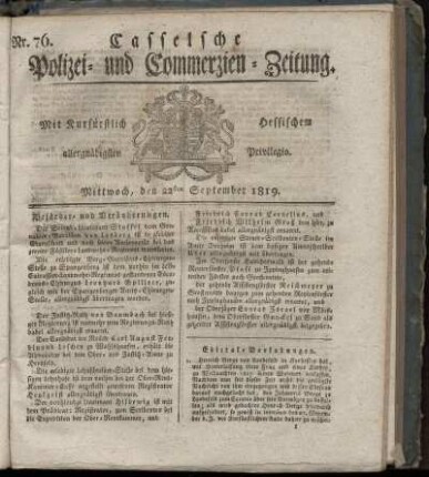 Nr. 76, Mittwoch, den 22sten September 1819