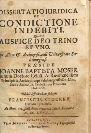 Dissertatio Juridica De Condictione Indebiti