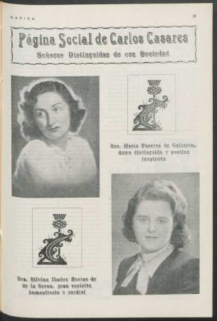 Página social de Carlos Casares - Señoras distinguidas de esa sociedad