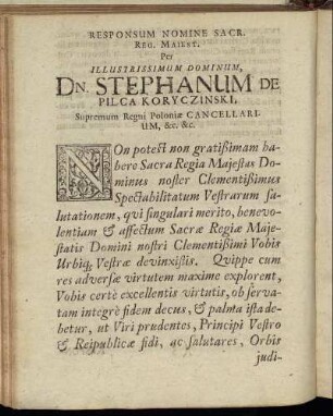 Responsum Nomine Sacr. Reg. Maiest.