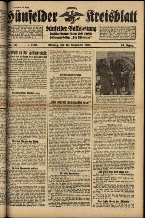 Erste Ausgabe vom Montag, den 13. November 1939.