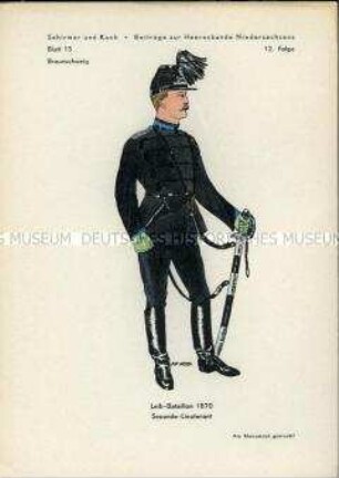 Uniformdarstellung, Seconde-Leutnant des Leib-Bataillons, Herzogtum Braunschweig, 1870.