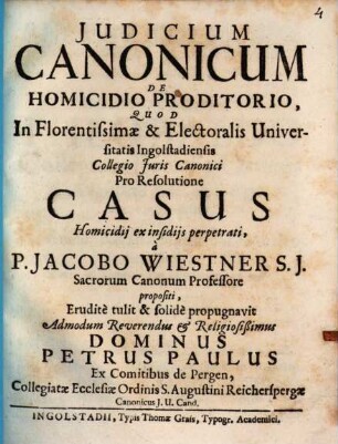 Iudicium Canonicum De Homicidio Proditorio