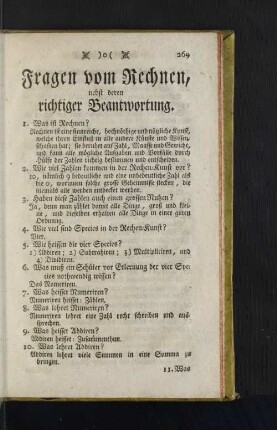 Fragen vom Rechnen, ...