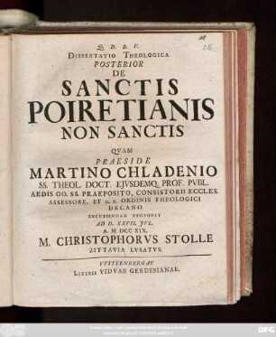 Diss. 2: Dissertatio Theologica Posterior De Sanctis Poiretianis Non Sanctis