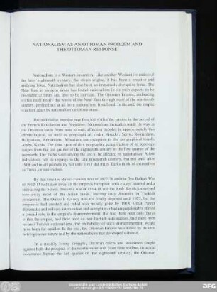 Nationalism As An Ottoman Problem And The Ottoman Response