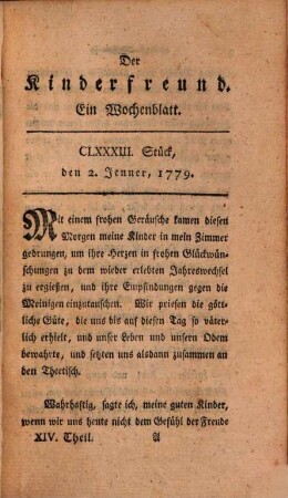 Der Kinderfreund : ein Wochenblatt. 14. 1779