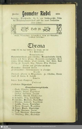 Heft 18. Threna, Albrechtshain, Erdmannshain, Groß- und Kleinpösna, Fuchshain, Seifertshain