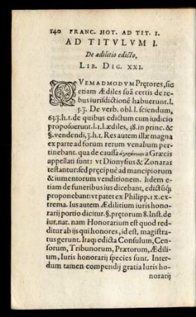 Ad Titulum I. De aedilitio edicto, Lib. Dig. XXI.