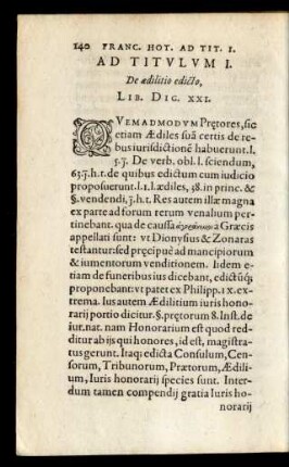 Ad Titulum I. De aedilitio edicto, Lib. Dig. XXI.