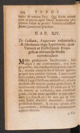 Cap. XIV. De Caelibatu, Paupertate voluntaria, ....