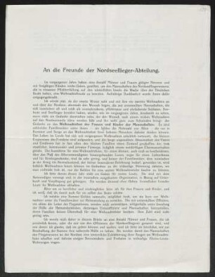 An die Freunde der Nordseeflieger-Abteilung.