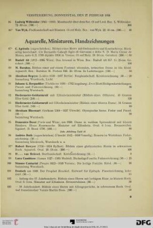 Aquarelle, Miniaturen, Handzeichnungen (Nr. 87-176)