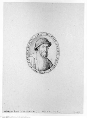 Porträt Michelangelos mit dem Filzhut im Oval