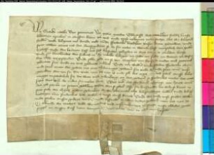 Die Edle Godeke von Pirmondt, Äbtissin von Neuenheerse, belehnt den Friedrich Reydeken mit dem großen Schoff, dem Krummen Syhoff und 6 Kottenstätten zu Altenheerse.