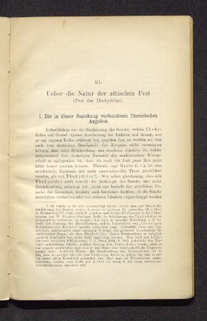 III. Ueber die Natur der attischen Pest
