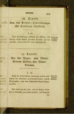 18. Capitel. Von den Privat-Einrichtungs- oder Equipage-Geldern.