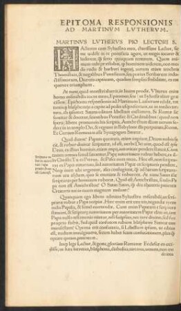 Epitoma Responsionis Ad Martinum Lutherum.