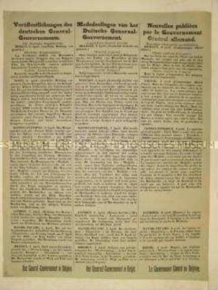 Maueranschlag zur Bekanntgabe der militärischen Lage an der West- und Ostfront sowie im Seekrieg (dreisprachig)