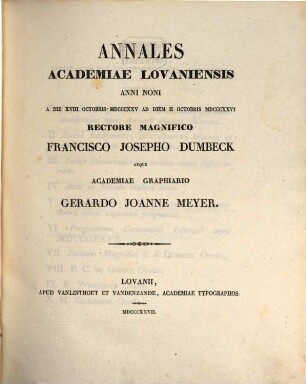Annales Academiae Lovaniensis. 9[,1]. 1825/26 (1827)