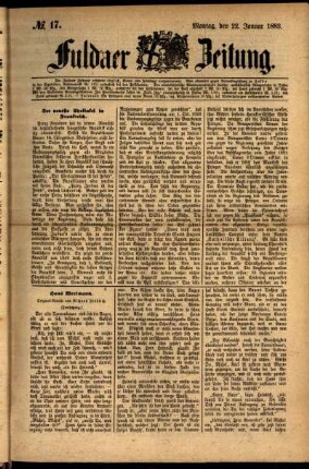 Ausgabe vom Montag, den 22. Januar 1883.