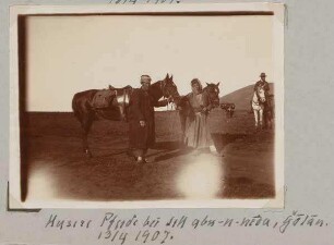 Unsere Pferde bei sell abu-n-neda, Golan. 13/4 1907.
