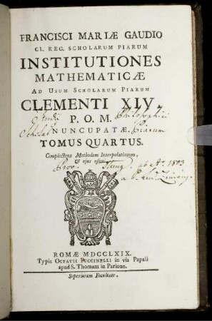 Tomus 4: Institutiones mathematicae. Tomus Quartus