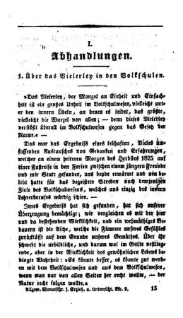 Über das Vielerley in den Volkschulen