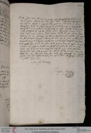 Brief: Anton Fugger an Liebe Herrn undt Freundt, [Februar 1580]