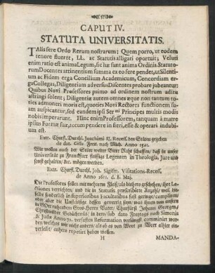 Caput IV. Statuta Universitatis.