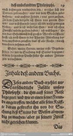 Inhalt deß andern Buchs.